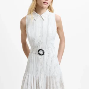 Belted Sleeveless Shirt Dress